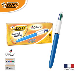 [Official Store] BIC บิ๊ก ปากกา 4 Colours Medium ปากกาลูกลื่น น้ำหมึก4in1 หัวปากกา 1.0 mm. จำนวน 12 ด้าม