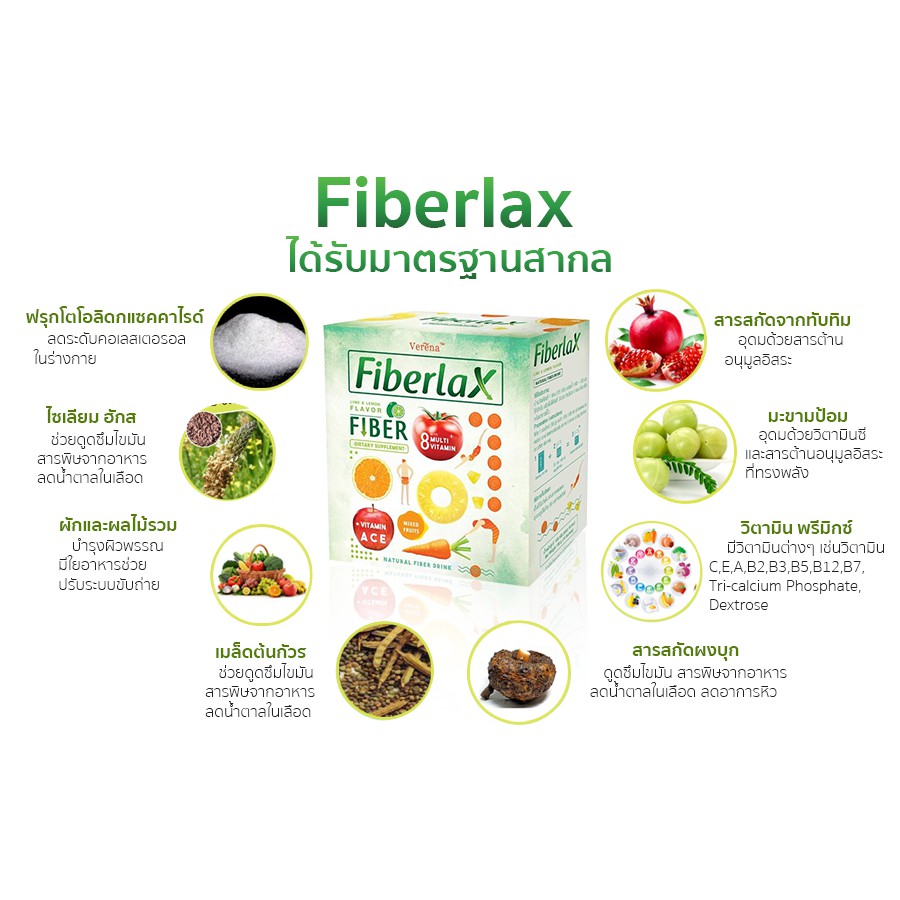 แท้100-verena-fiberlax-10-sachets-ผลิตภัณฑ์เสริมอาหารสกัดจากใยอาหารและไฟเบอร์จากธรรมชาติ