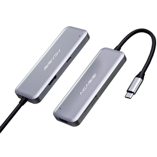 Acasis 5 in 1 อะแดปเตอร์ฮับ Type-C USB C USB Type C 3.0 พร้อมการ์ดรีดเดอร์ 4K HDMI VGAPort SD TF สําหรับแล็ปท็อป