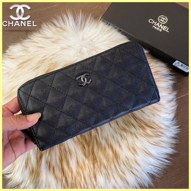 กระเป๋าสตางค์ใบยาวชาแนล-chanel-wallet-หนังคาเวียร์