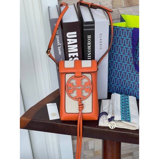 งานช็อป 💕Tory Burch Miller Leather &amp; Canvas Crossbody Phone Case