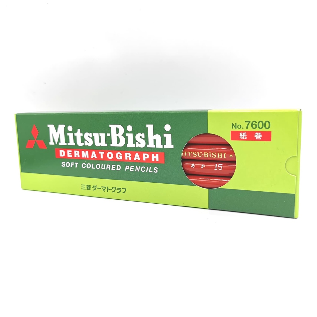 mitsubishi-dermatograph-no-7600-red-ดินสอเขียนกระจก-มิตซูบิชิ-7600-แดง-1กล่อง-12ด้าม