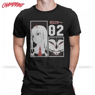 เสื้อยืดคอกลม แขนสั้น ผ้าฝ้าย 100% พิมพ์ลายอนิเมะ Zero Two DARLING In The FRANXX แฟชั่นฤดูร้อน สําหรับผู้ชาย และผู้หญิง