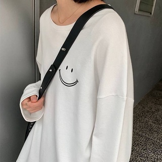Triple A💕  oversized shirt Women T-shirt Smiley Long Sleeve T-shirt Round neck loose top