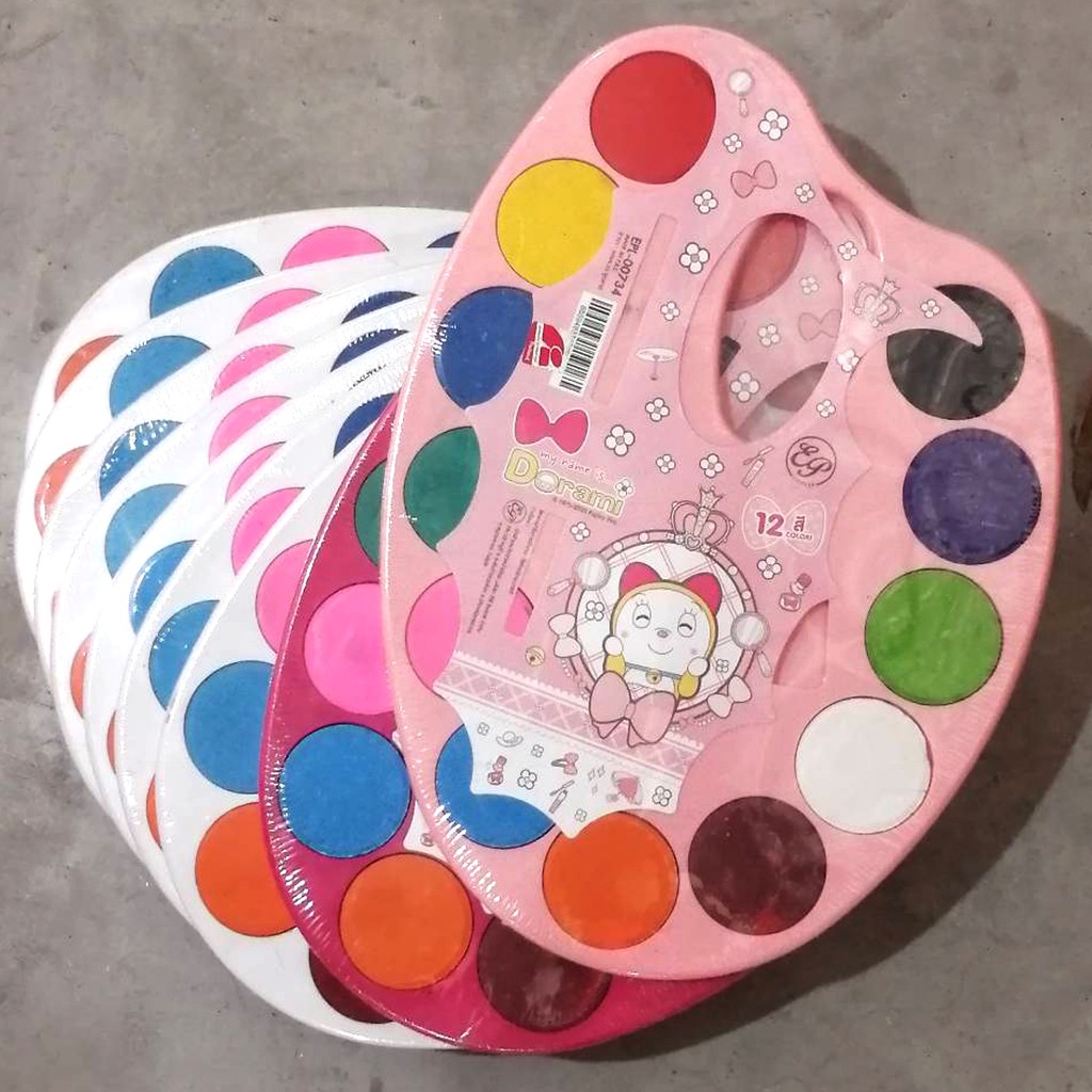 สีน้ำแบบถาด-12-สี-และพู่กัน-โดเรมี่-00734