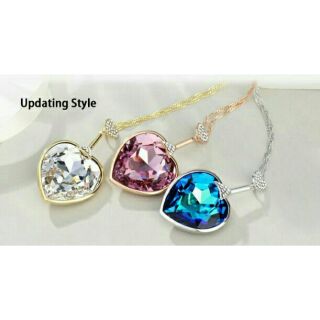 สร้อยคอทองคำ 14k rose gold plated พร้อมจี้ Austrian Crystal แท้จาก Swarovski