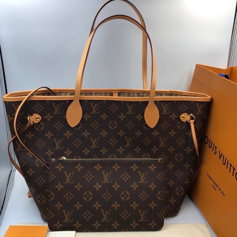 louis-vuitton-neverfull-mm-original-1-1-กระเป๋าหลุยส์-ซับในสีเบจ