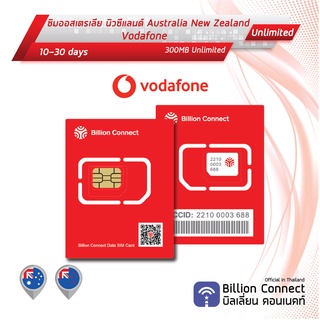 Australia &amp; New Zealand Sim Card Unlimited 2GB Daily Vodafone: ซิมออสเตรเลีย นิวซีแลนด์ 10-30 วัน ซิมต่างประเทศ BC