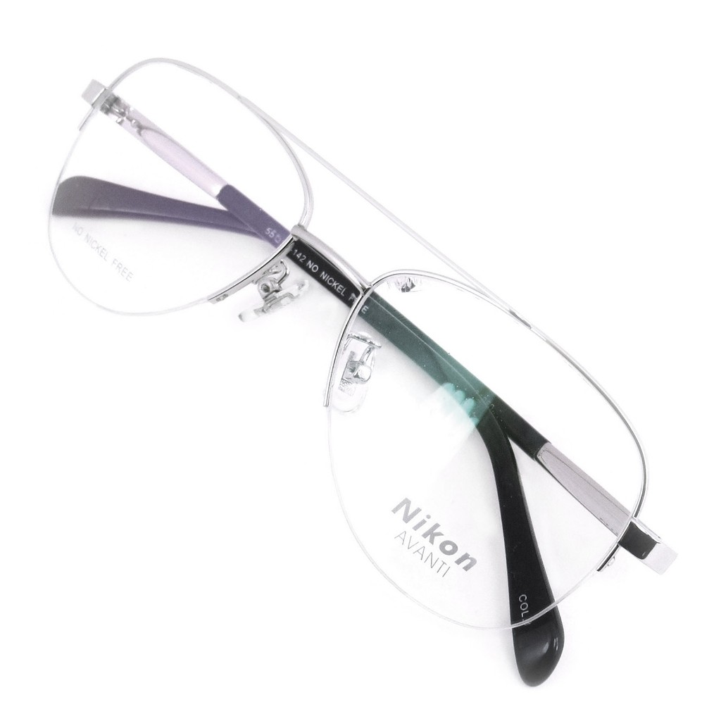 nikon-แว่นตารุ่น-1360-c-3-สีเงิน-กรอบเซาะร่อง-ขาสปริง-วัสดุ-สแตนเลส-สตีล-สำหรับตัดเลนส์-สวมใส่สบาย-น้ำหนักเบา