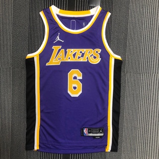 เสื้อกีฬาบาสเก็ตบอล ลาย NBA Jersey Los Angeles Lakers 6 Lebrown James สีม่วง ครบรอบ 75 ปี CJmlik46AJhphh90