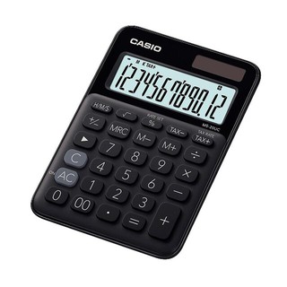 Casio Calculator เครื่องคิดเลข  คาสิโอ รุ่น  MS-20UC-BK แบบสีสัน ขนาดพอเหมาะ 12 หลัก สีดำ