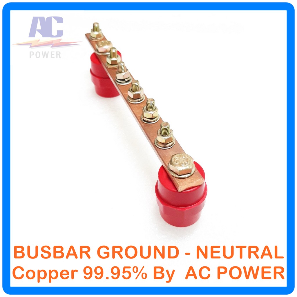 บัสบาร์ทองแดง-บาร์นิวทรัล-พร้อมลูกถ้วยบัสบาร์-copper-busbar-neutral-with-insulator