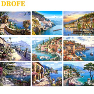 DROFE ภาพระบายสีตามตัวเลข DIY ลายสตรีท ภาพวาดดิจิทัล สำหรับเป็นของขวัญ ตกแต่งบ้าน【ขนาด : 50X40 ซม.】