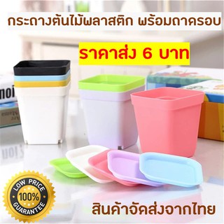 สินค้า กระถางต้นไม้พลาสติก 2.6×2.6นิ้ว พร้อมถาดรอง กระถางขนาดเล็ก กระถางจัดสวน กระถางเเคคตัส