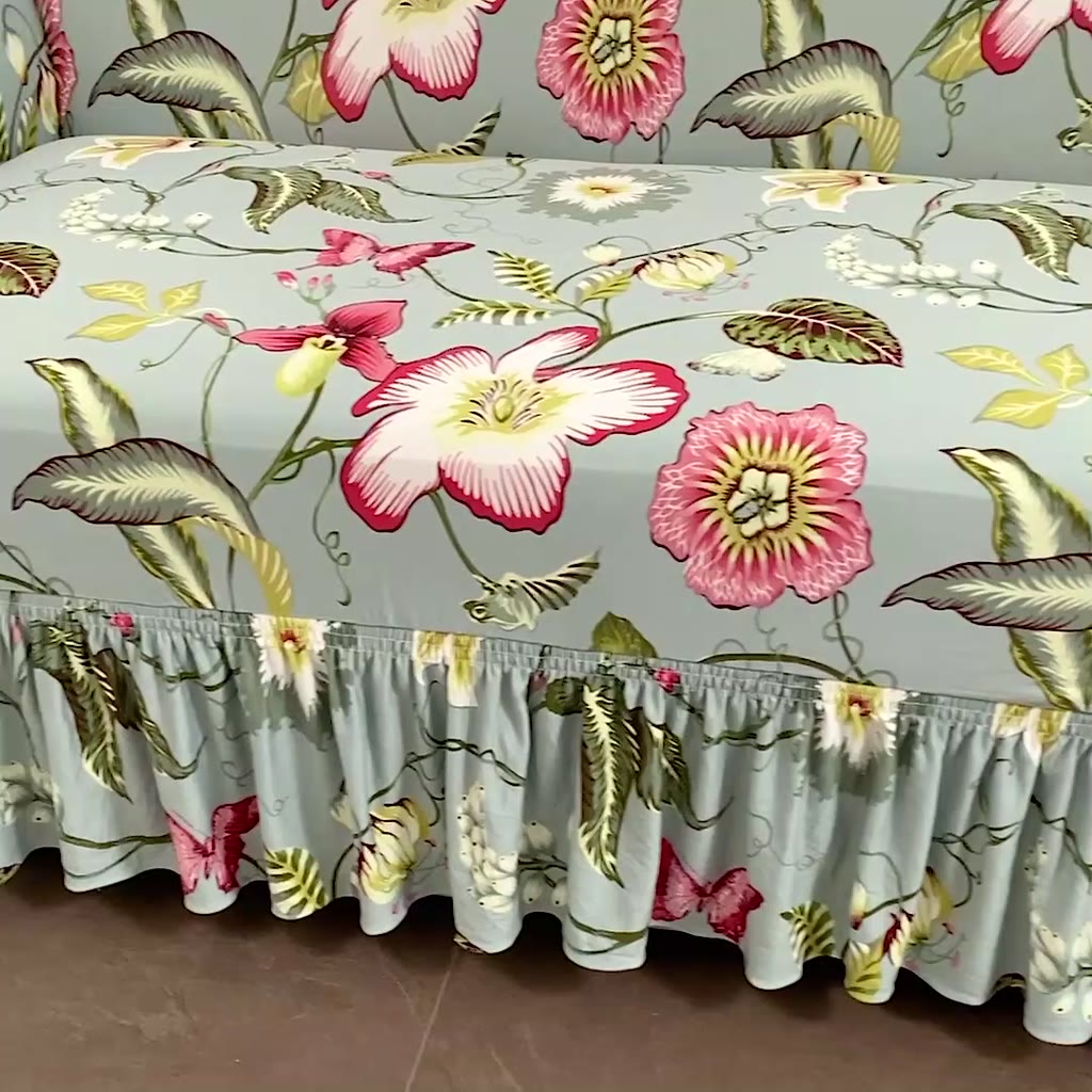 cod-ผ้าคลุมโซฟา-1-2-3-4-ที่นั่ง-พร้อมกระโปรง-พิมพ์ลายดอกไม้-ผ้าคลุมโซฟา-ยืดหยุ่น-สากล-ป้องกันเฟอร์นิเจอร์-sofa-cover