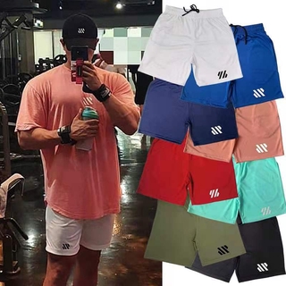 กางเกงขาสั้น Men Quick-drying Shorts Fitness Sports Short Pants with Pockets M-3XL