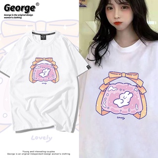 เสื้อยืดผู้ เสื้อยืดแขนสั้น แบบนิ่ม ทรงหลวม ขนาดใหญ่ เข้ากับทุกการแต่งกาย แฟชั่นฤดูร้อน สไตล์เกาหลี สําหรับเด็กผู้หญิง S