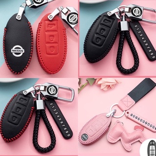 สินค้า เคสกุญแจ Nissan Almera 2020 ซองกุญแจ แบบ Smart Key 3 ปุ่ม genuine leather