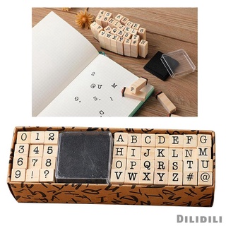 40 Pcs Wooden Rubber Stamp Letters Alphabets, Number and Letter Symbol Alphabet Mini Stamps for Clay Crafts, Card Making, Kids Painting