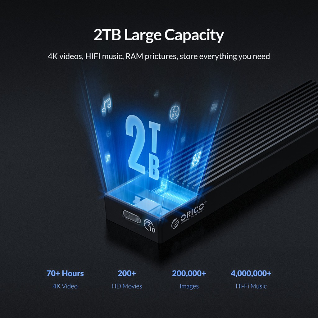 ภาพสินค้าORICO M2 NVME M2PV-C3 กล่องใส่ M.2 NVMe SSD Enclosure Black (USB3.1 Gen2 10Gbps) (สีดำ) (NO harddisk included) จากร้าน egadgetthailand.official บน Shopee ภาพที่ 4