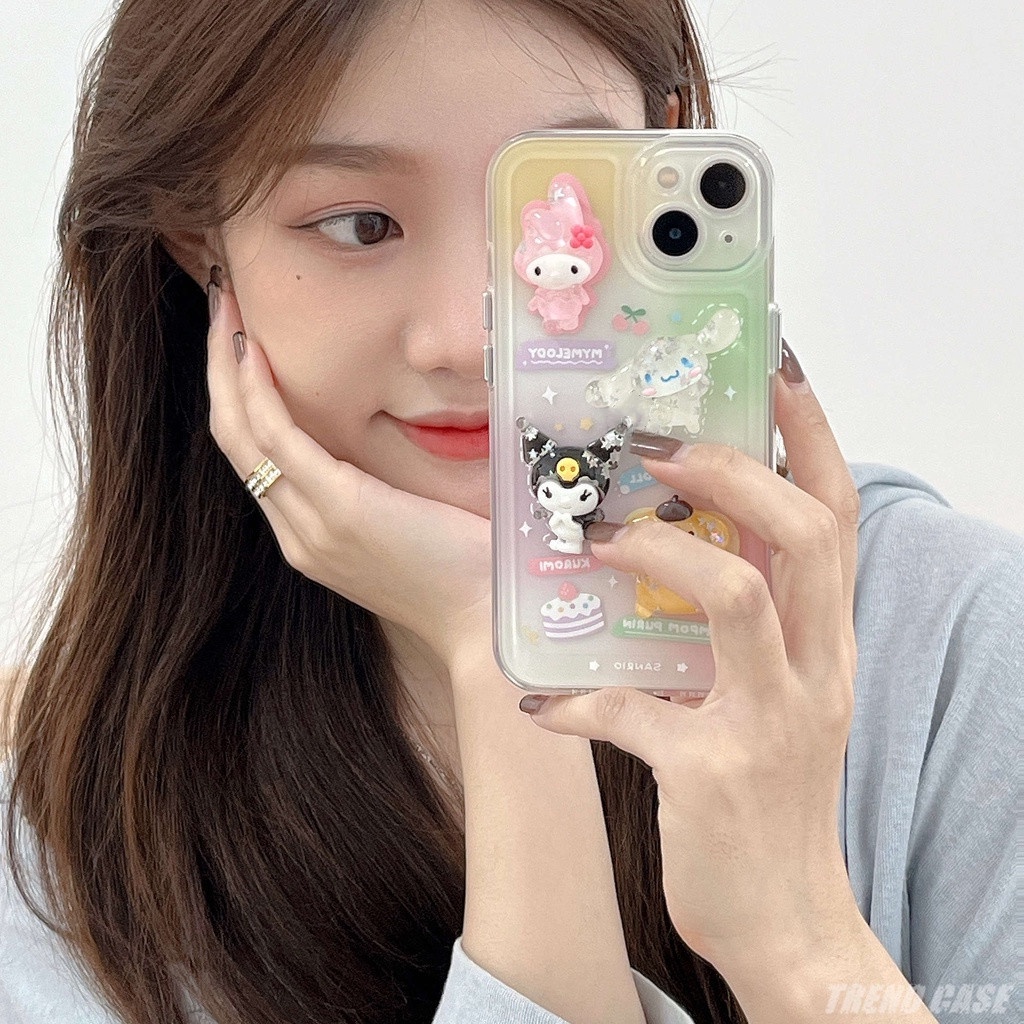 เคสโทรศัพท์มือถือ-แบบใส-กันกระแทก-ลาย-sanrio-kuromi-my-melody-cinnamoroll-3-มิติ-สําหรับ-iphone-11-12-13-mini-pro-max-x-xs-xr-7-8-plus