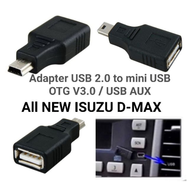 รูปภาพสินค้าแรกของUSB 2.0 Female to Mini USB Male Adapter 5P OTG V3 ต่อ USB AUX All New ISUZU D-max