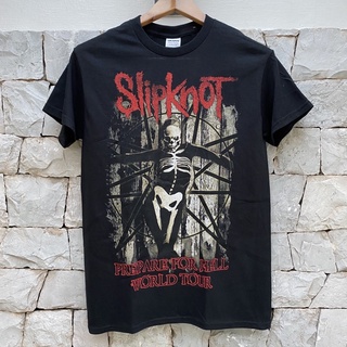 เสื้อยืดผ้าฝ้ายพิมพ์ลายขายดีเสื้อวง Slipknot ลายหน้า หลัง ลิขสิทธิ์แท้ นำเข้าจาก USA