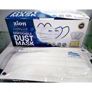 Zion Mask หน้ากากอนามัย แบบหูสี น้ำเงิน จำนวน 30 ชิ้น (1 กล่อง 30 ชิ้น)