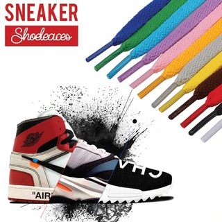 ภาพขนาดย่อของภาพหน้าปกสินค้าเชือกรองเท้า 1คู่ พร้อมส่ง  เชือกแบน (สินค้าเป็นคู่) by. Sneaker Shoelaces  100% จากร้าน sportive_thailand บน Shopee