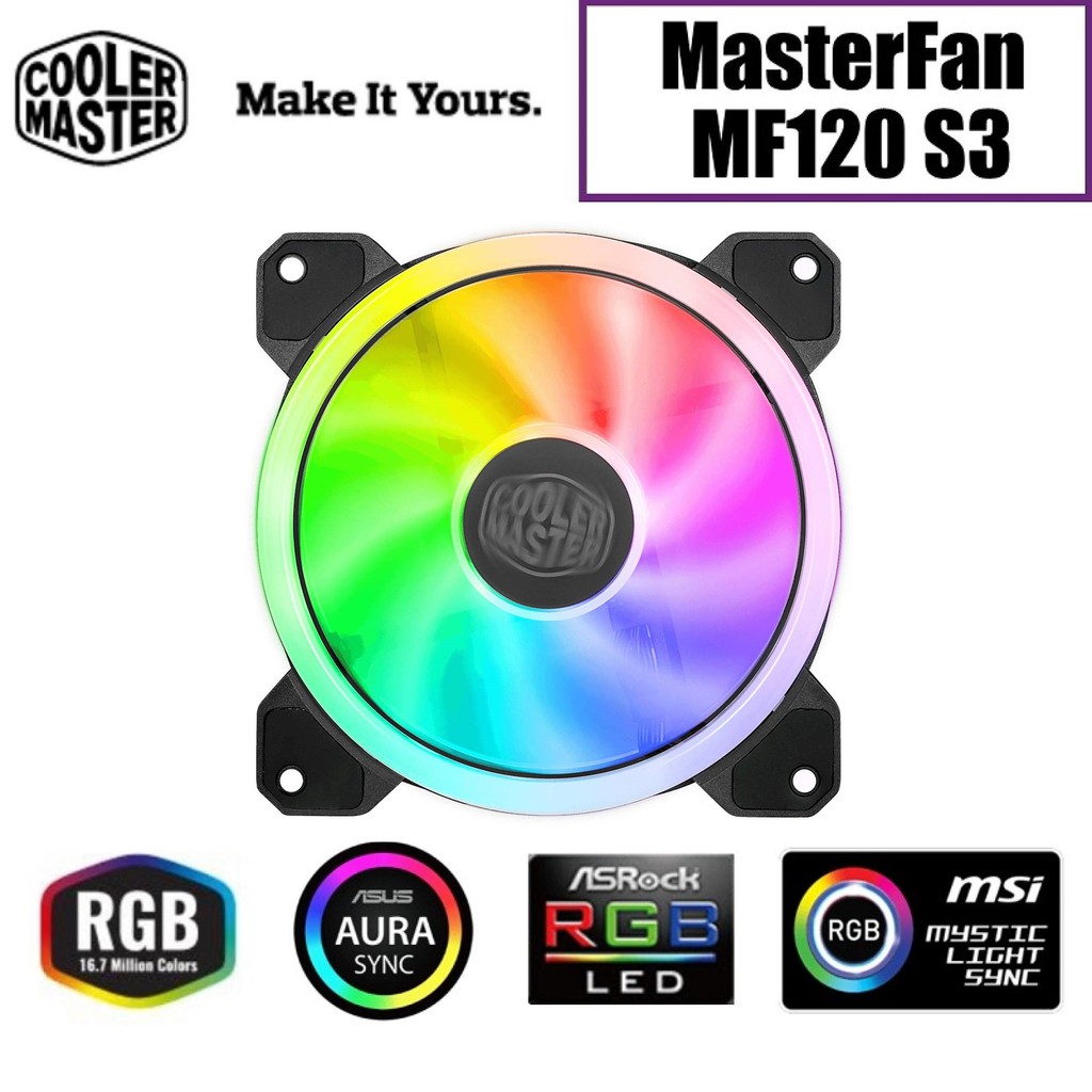 ราคาและรีวิวพัดลมเคส Cooler Master MasterFan MF120 S3 ARGB 120mm Case Fan
