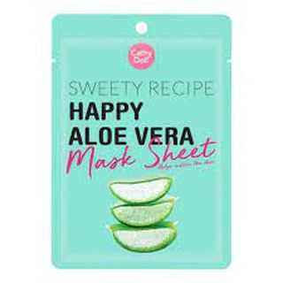 Cathy doll sweety recipe happy aloe vera mask sheet 25g.เคที่ดอลล์ มาส์คหน้า ว่านหางจระเข้ ผิวชุ่มชื่น ลดริ้วรอย