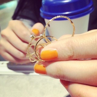 สินค้า (พร้อมจัดส่งไทย) เรียบง่ายหยักเกลียวแหวนส่วนบุคคลเพชรร่วมแหวนหางแหวนเครื่องประดับแฟชั่น stylewe