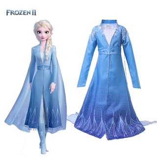 Frozen2 ชุดเอลซ่า พร้อมส่ง Disney Frozen 2 ชุดเอลซ่า2 Princess Aisha Dress Girls Princess Dress โค้ท+เดรส+เลคกิ้ง 3ชิ้น