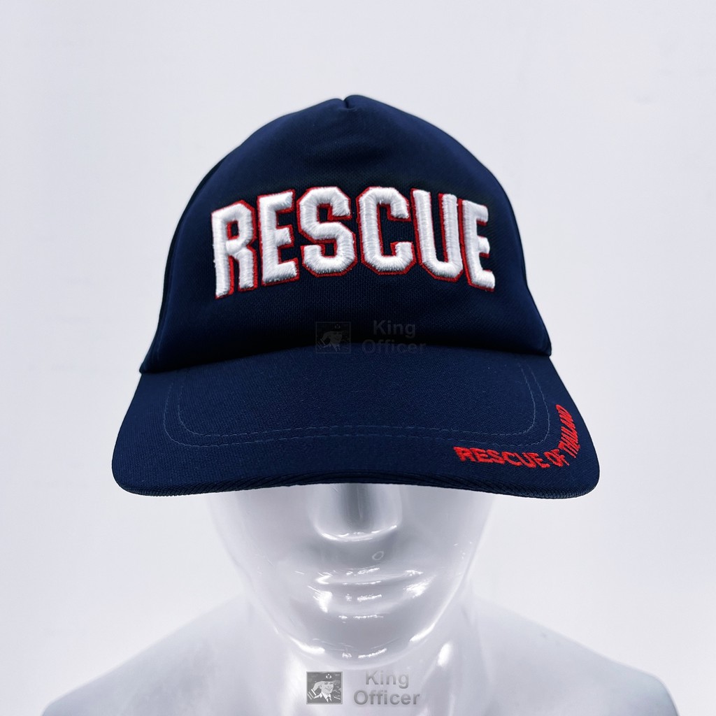 ค่าส่งถูกที่สุด-หมวกแก๊ป-กู้ชีพ-กู้ภัย-สีกรมท่า-ปัก-rescue-ตัวนูน-ธงชาติไทย