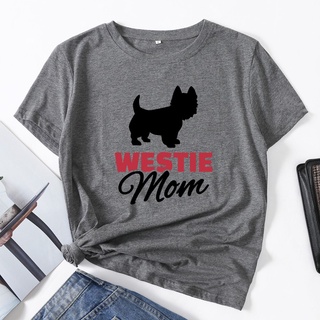 【HOT SALE】เสื้อยืดแขนสั้น ผ้าฝ้าย พิมพ์ลายกราฟฟิค Westie Mom Mama Dog แฟชั่นฤดูร้อน สําหรับผู้หญิง