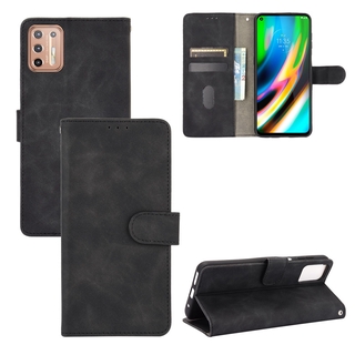 Luxury Skin Feel PU Learther Casing Motorola Moto G9 Plus Magnetic Buckle Flip Cover Wallet Case Soft TPU