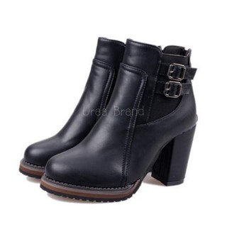 ภาพขนาดย่อของสินค้า37-43 (พร้อมส่ง) รองเท้าบูท บูท บูทสั้น รองเท้าบูทแบบสั้น รุ่น บูทสั้นส้นสูง 2 Line