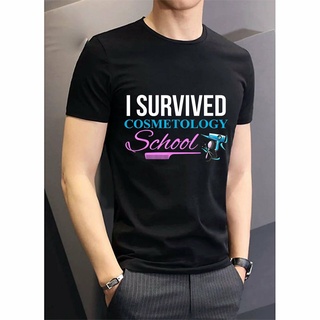 [S-5XL] เสื้อยืด พิมพ์ลาย I Survived Cosmetology Graduate สําหรับนักเรียน