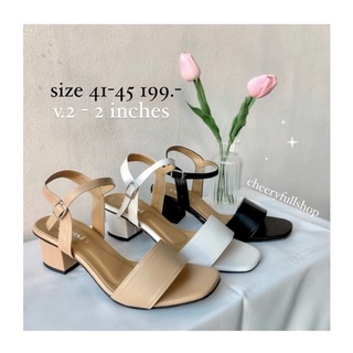 size 36-45 | Plain strap high heel สูง 2 นิ้ว  รองเท้าแตะรัดส้นส้นสูง