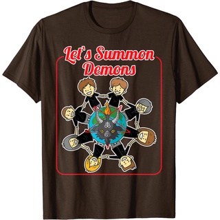 เสื้อยืดโอเวอร์ไซส์เสื้อยืดลําลอง แขนสั้น คอกลม พิมพ์ลาย Lets Summon Demons แฟชั่นสไตล์เกาหลีS-3XL