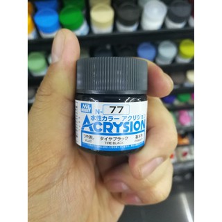 สีสูตรน้ำ Mr.Acrysion Color N77 TIRE BLACK (Flat) 10ml