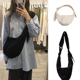 Korean Fashion Blogger Recommends Canvas Shoulder Bag Lace-up Knotted Dumpling Bag Chest Bag