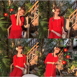 AKIFOON 🌷พร้อมส่ง🌷1918&amp; เดรสฝรั่งเศสย้อนยุค ฤดูร้อนใหม่ยอดนิยมกระโปรง สไตล์เอวย่น ดีไซน์ไม่ซ้ำใคร สวยหรูดูแพง