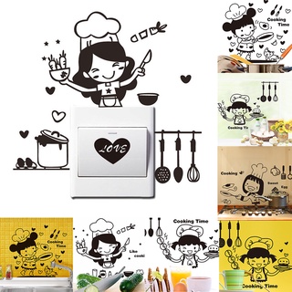 【AG】Cook Kitchen Refrigerator Light Switch Wall Sticker Cute Decal Home Decoration