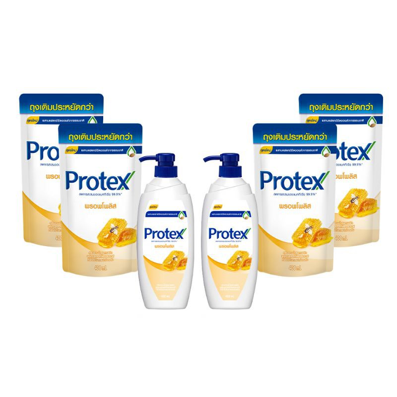 เซตครีมอาบน้ำโพรเทคส์-พรอพโพลิส-6-ชิ้น-protex-propolis-liquid-soap-set-helps-reduce-bacteria-accumulation