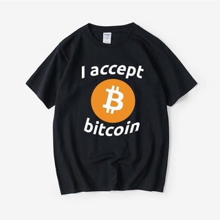เสื้อยืดโอเวอร์ไซส์Iacceptbitcoin ฉันยอมรับ Bitcoin การขุด อุปกรณ์ต่อพ่วง เสื้อยืดแขนสั้นเสื้อผ้าผู้ชายและผู้หญิงS-4XL