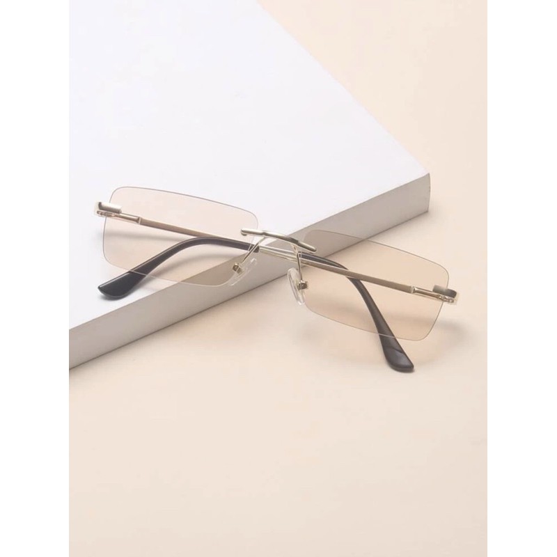 ด่วน!!!!เเว่นกันแดดSquare Frame Rimless Sunglasses[การันตีคุณภาพ ...