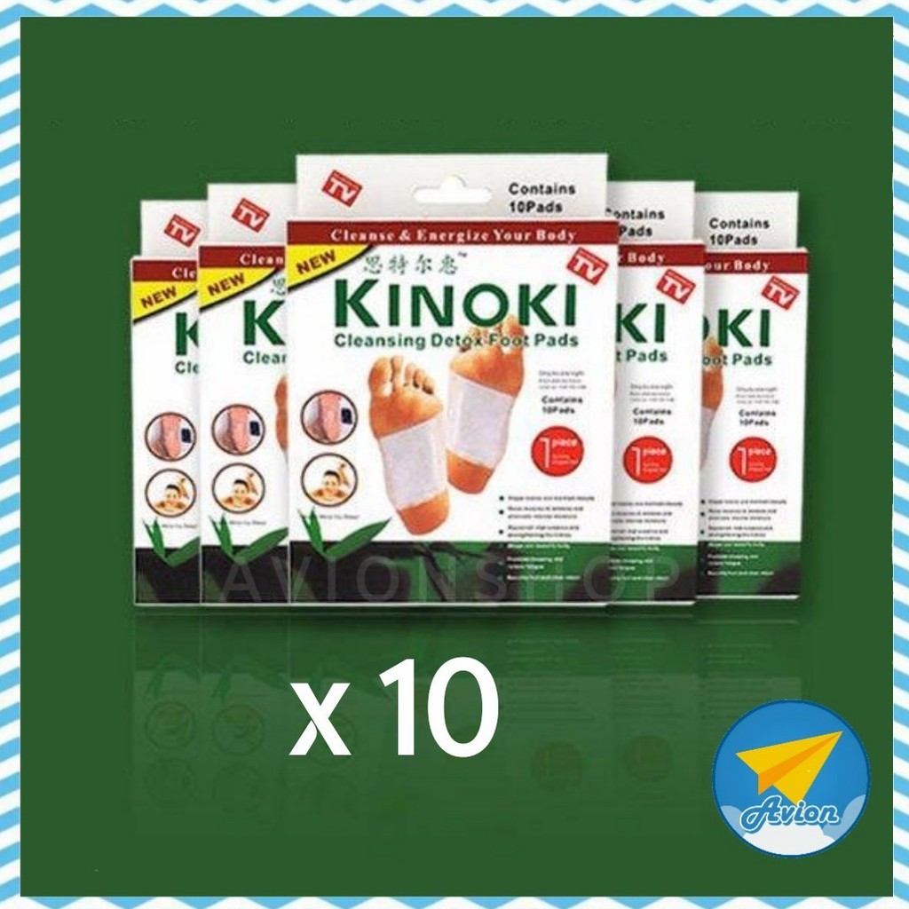 avionshop-10-กล่อง-แผ่นแปะเท้าดูดสารพิษ-kinoki-คิโนกิ-ของแท้-foot-detox-แผ่นแปะเท้าดีท็อกเพื่อสุขภาพ