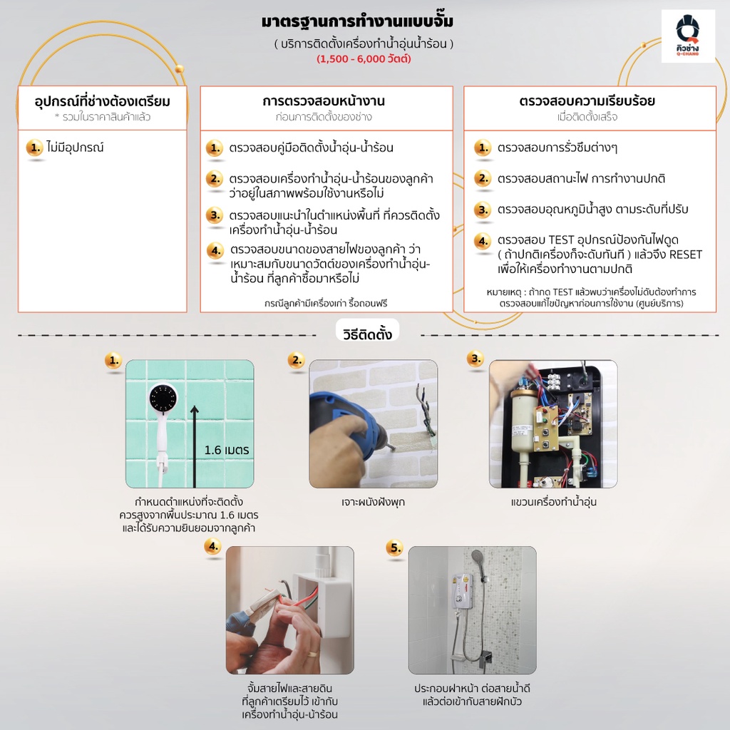 ภาพอธิบายเพิ่มเติมของ Clarte' เครื่องทำน้ำอุ่น 3,500 วัตถ์พร้อมอุปกรณ์ฝักบัวครบชุด รุ่น WHM3501