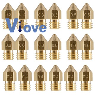 18Pcs 3D Printer M6 Extruder Brass Nozzle Print Head for MK8 Makerbot